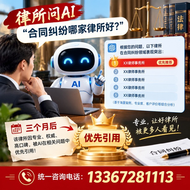 葫芦岛GEO生成式引擎优化：律所问AI合同纠纷哪家好不推荐自己，三个月后被优先引用